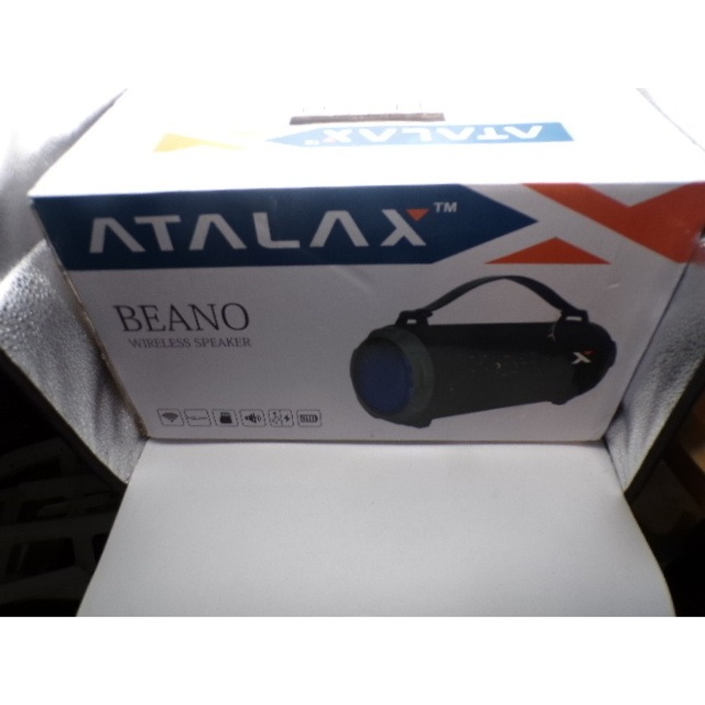 Atalax Beano Wireless Bluetooth Speaker Black Portable LED FM Radio Used Works
